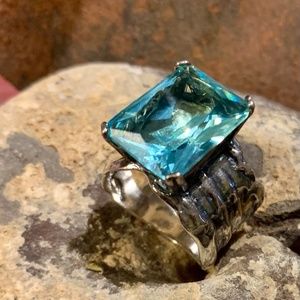 Silpada Aqua Blue Sterling Band Ring